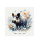 十二支全部 あけおめ 年賀状 絵画3（個別スタンプ：38）