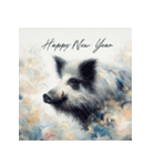 十二支全部 あけおめ 年賀状 絵画3（個別スタンプ：40）