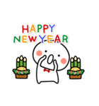 ▶動く！白い子ver。年末年始☆オチに注意（個別スタンプ：4）