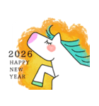 あけおめ！水彩馬（個別スタンプ：2）