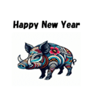 十二支全部 あけおめ 年賀状 ハワイ（個別スタンプ：38）