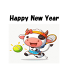 十二支全部 あけおめ 年賀状 テニス（個別スタンプ：4）