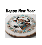 十二支全部 あけおめ 年賀状 刺繍（個別スタンプ：4）