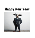 十二支全部 あけおめ 年賀状 スーツ（個別スタンプ：4）