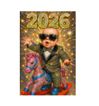 面白い＆可愛いグラサンベイビーあけおめ（個別スタンプ：6）