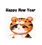 十二支全部 あけおめ 年賀状 三毛猫2（個別スタンプ：9）