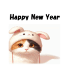 十二支全部 あけおめ 年賀状 三毛猫2（個別スタンプ：13）