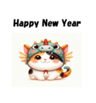 十二支全部 あけおめ 年賀状 三毛猫2（個別スタンプ：17）