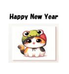 十二支全部 あけおめ 年賀状 三毛猫2（個別スタンプ：21）