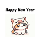 十二支全部 あけおめ 年賀状 三毛猫2（個別スタンプ：38）