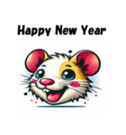 十二支全部 あけおめ 年賀状 ポップアート（個別スタンプ：1）