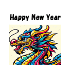 十二支全部 あけおめ 年賀状 ポップアート（個別スタンプ：16）