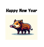 十二支全部 あけおめ 年賀状 ポップアート（個別スタンプ：38）