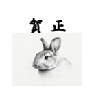 十二支全部 あけおめ 年賀状 インク画（個別スタンプ：12）