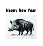 十二支全部 あけおめ 年賀状 ペーパー（個別スタンプ：38）