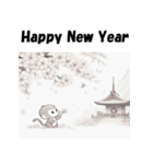 十二支全部 あけおめ 年賀状 お参り（個別スタンプ：30）