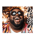 お正月のデブ黒人スタンプ【謹賀新年】（個別スタンプ：1）