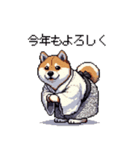 2026 あけおめ太っちょ柴犬 和服 着物で（個別スタンプ：10）