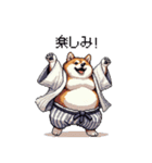 2026 あけおめ太っちょ柴犬 和服 着物で（個別スタンプ：34）