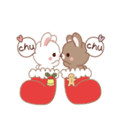動く♡Xmas＆2026お正月のラブラブうさぎ（個別スタンプ：5）