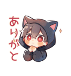 黒猫耳パーカーくんの冬★癒し（個別スタンプ：3）