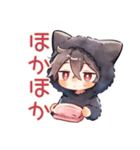 黒猫耳パーカーくんの冬★癒し（個別スタンプ：16）