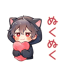 黒猫耳パーカーくんの冬★癒し（個別スタンプ：19）