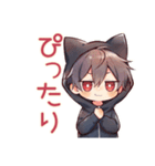 黒猫耳パーカーくんの冬★癒し（個別スタンプ：38）