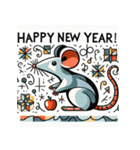 十二支全部 あけおめ 年賀状 絵画2（個別スタンプ：3）