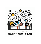 十二支全部 あけおめ 年賀状 絵画2（個別スタンプ：4）