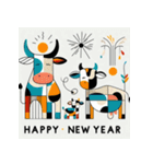 十二支全部 あけおめ 年賀状 絵画2（個別スタンプ：5）