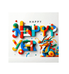 十二支全部 あけおめ 年賀状 絵画2（個別スタンプ：14）