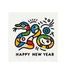 十二支全部 あけおめ 年賀状 絵画2（個別スタンプ：18）