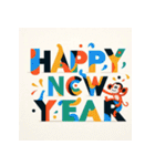 十二支全部 あけおめ 年賀状 絵画2（個別スタンプ：27）