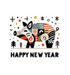 十二支全部 あけおめ 年賀状 絵画2（個別スタンプ：40）