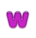 アルファベット小文字紫色スタンプ N（個別スタンプ：23）