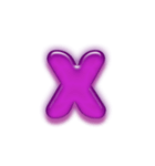 アルファベット小文字紫色スタンプ N（個別スタンプ：24）