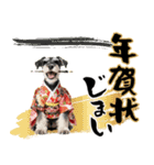 ミニチュアシュナウザー子犬のお正月（個別スタンプ：24）
