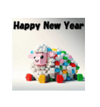 十二支全部 あけおめ 年賀状 ブロック（個別スタンプ：26）