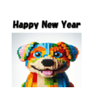 十二支全部 あけおめ 年賀状 ブロック（個別スタンプ：34）