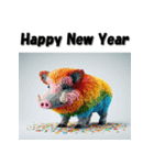 十二支全部 あけおめ 年賀状 ブロック（個別スタンプ：40）