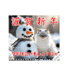 書き込める♥賀正・クリスマス・猫フレーム（個別スタンプ：19）