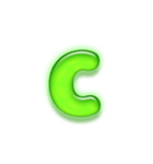 アルファベット小文字ガラスのような緑 N（個別スタンプ：3）