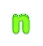 アルファベット小文字ガラスのような緑 N（個別スタンプ：14）