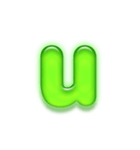 アルファベット小文字ガラスのような緑 N（個別スタンプ：21）