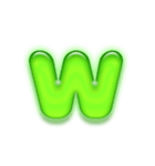 アルファベット小文字ガラスのような緑 N（個別スタンプ：23）