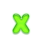 アルファベット小文字ガラスのような緑 N（個別スタンプ：24）