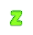 アルファベット小文字ガラスのような緑 N（個別スタンプ：26）