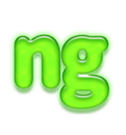 アルファベット小文字ガラスのような緑 N（個別スタンプ：40）