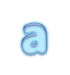 アルファベット小文字ガラスのような青色 N（個別スタンプ：1）
